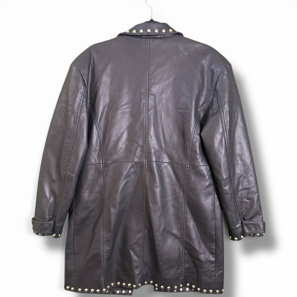 COLIN LOCASCIO Black Studded Bernie Vegan Leather Jacket S - Picture 6 of 9
